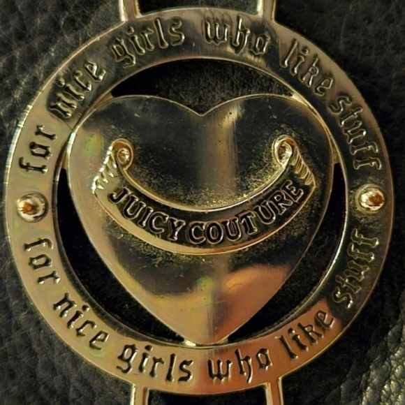 RARE 👑 JUICY COUTURE Y2K Black Genuine Leather Keychain Coin Wallet - Picture 7 of 9